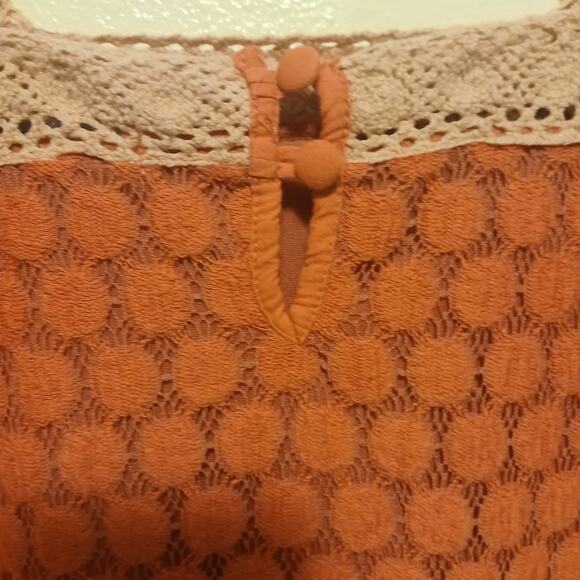 Vintage Solitaire Women's Dress S Coin Crochet Coral Pink Artsy Boho Retro - Picture 4 of 11